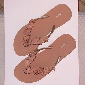 J. Crew fabric flowers on flip flops 9.5